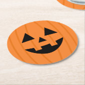 ハッピーオレンジカボチャスマイルハロウィン ラウンドペーパーコースター (アングル)