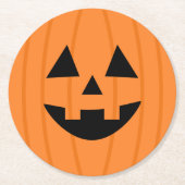 ハッピーオレンジカボチャスマイルハロウィン ラウンドペーパーコースター (正面)