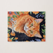 ハッピーオレンジキャット ペットポートレート 水彩動物 ジグソーパズル (横)