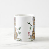 ハッピーオレンジタブビーキャットウォーターカラーオリエンタルスタイル コーヒーマグカップ (中央)