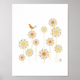 ハッピーオレンジバード7x7プリント ポスター