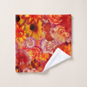 ハッピーオレンジフラワーフィールドガーデン バスタオルセット (ウォッシュタオル)