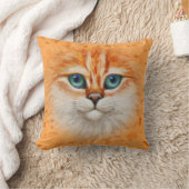 ハッピーオレンジ子猫顔 クッション (ブランケット)