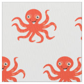 ハッピーオレンジ色のタコ ファブリック (クローズアップ)
