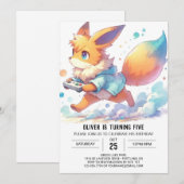 ハッピーオンラインキツネ誕生日 招待状 (正面/裏面)