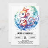 ハッピーオンラインモンキー誕生日 招待状 (正面/裏面)