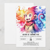 ハッピーオンラインモンキー誕生日 招待状 (正面/裏面)