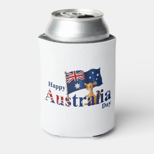ハッピーオーストラリアの日かわいいカンガルー国旗 缶クーラー (缶裏面)