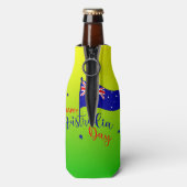 ハッピーオーストラリアデイフラッググリーン金ゴールドスタッビー ボトルクーラー (ボトル裏面)