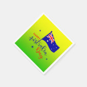 ハッピーオーストラリアデイフラッググリーン金ゴールドスモール スタンダードカクテルナプキン (角)