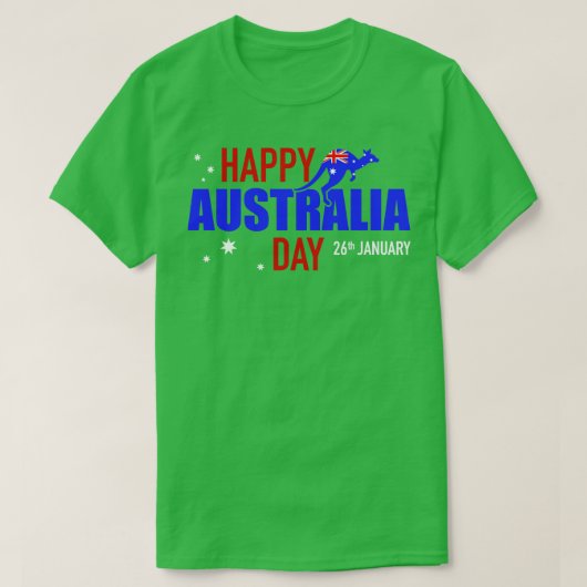 ハッピーオーストラリア1月1日26日 Tシャツ (デザイン正面)