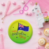 ハッピーオーストラリア・デイ・フラッグ・グリーン・金ゴールドスモール7" ペーパープレート (パーティー)