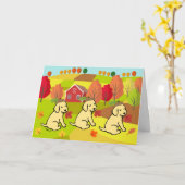 ハッピーオータムイエローラブラドールリトリエバー微笑 カード (黄色い花)