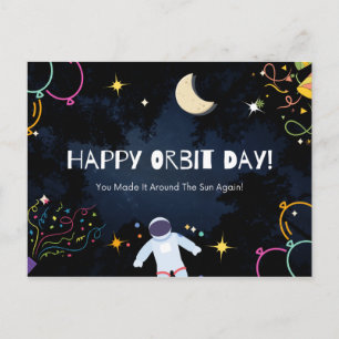 ハッピーオービットデイ誕生日記念日宇宙ギフト ポストカード