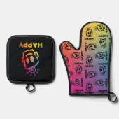 ハッピーオーブンミットとポットホルダー 鍋つかみ&鍋敷きセット (正面)