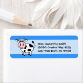 ハッピーカウブルー差出人住所ラベル ラベル (インサイチュ)