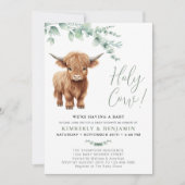 ハッピーカウ グリーン ハイランドカウ カップル ベビーシャワー 招待状 (正面)