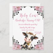 ハッピーカウ ファーストバースデー  招待状 (正面/裏面)