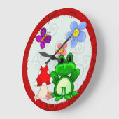 ハッピーカエルイン春 ラージ壁時計 (傾斜)