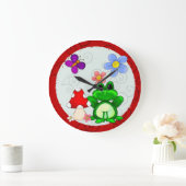 ハッピーカエルイン春 ラージ壁時計 (ホーム)