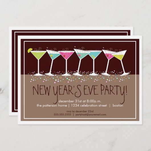 ハッピーカクテルズニューイブパーティの招待状 招待状 (正面/裏面)