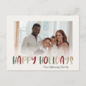 ハッピーカジュアルカラフルホリデーズフェード写真 シーズンポストカード (正面)