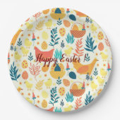ハッピーカスタマイズイースターかわいいヴィンテージチキン ペーパープレート (正面)