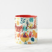 ハッピーカスタマイズイースターかわいいヴィンテージチキン マグカップ (中央)