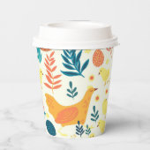 ハッピーカスタマイズイースターかわいいヴィンテージチキン 紙コップ (裏面)