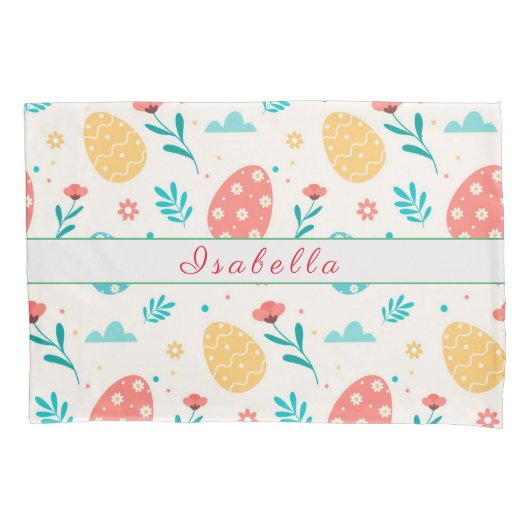 ハッピーカスタマイズイースターヴィンテージ赤卵フローラ 枕カバー (正面)