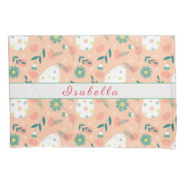 ハッピーカスタマイズオレンジのイースターエッグ 枕カバー