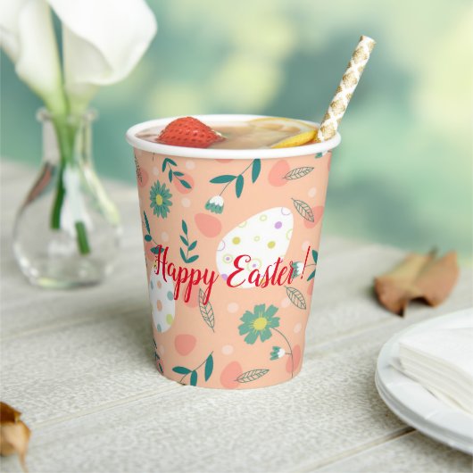 ハッピーカスタマイズオレンジのイースターエッグ 紙コップ (インサイチュ)