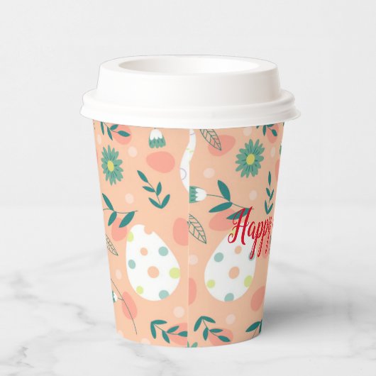 ハッピーカスタマイズオレンジのイースターエッグ 紙コップ (右)