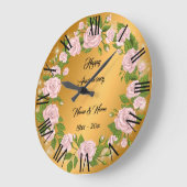 ハッピーカスタマイズゴールドローズアニバーサリー ラージ壁時計 (傾斜)