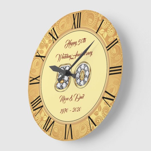 ハッピーカスタマイズゴールド50周年大型時計 ラージ壁時計 (傾斜)