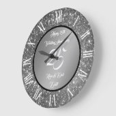 ハッピーカスタマイズシルバーグリッター25周年記念 ラージ壁時計 (傾斜)