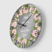 ハッピーカスタマイズシルバーローズアニバーサリー ラージ壁時計 (傾斜)