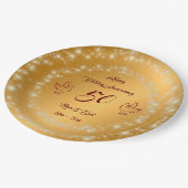 ハッピーカスタマイズスパークリー金ゴールド50周年 ペーパープレート (アングル)