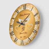 ハッピーカスタマイズ金ゴールドレース記念日 ラージ壁時計 (傾斜)