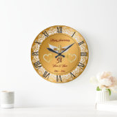 ハッピーカスタマイズ金ゴールドレース記念日 ラージ壁時計 (ホーム)