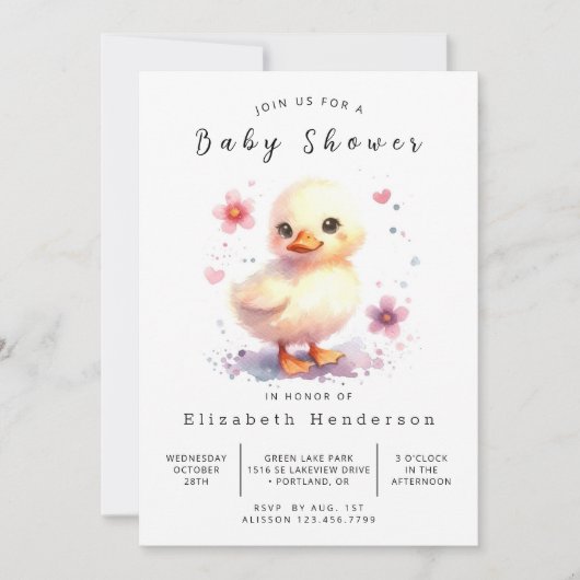 ハッピーカスタムダックベビーシャワー 招待状 (正面)