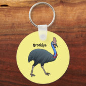 ハッピーカソの鳥の漫画イラストレーション キーホルダー (正面)