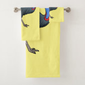 ハッピーカソの鳥の漫画イラストレーション バスタオルセット (インサイチュ)