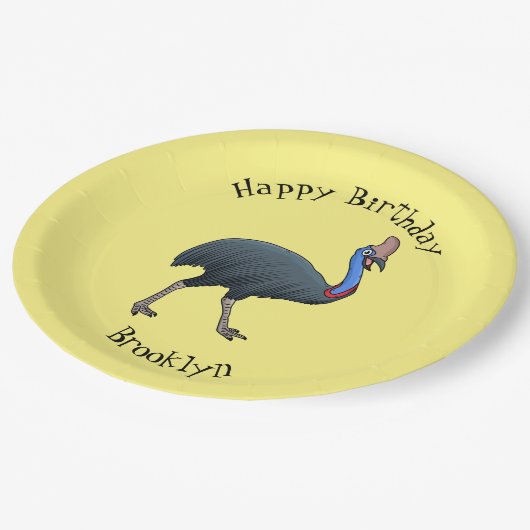 ハッピーカソの鳥の漫画イラストレーション ペーパープレート (アングル)