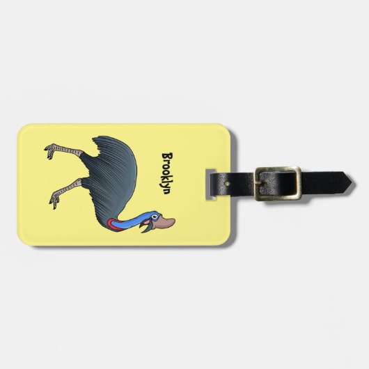 ハッピーカソの鳥の漫画イラストレーション ラゲッジタグ (正面横)