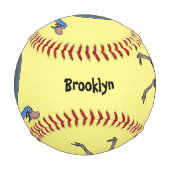 ハッピーカソの鳥の漫画イラストレーション 野球ボール (正面)