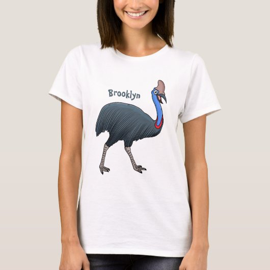 ハッピーカソの鳥の漫画イラストレーション Tシャツ (正面)