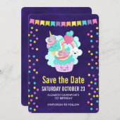 ハッピーカップケーキ&アイスクリームバースデーパーティー セーブザデート (正面/裏面)