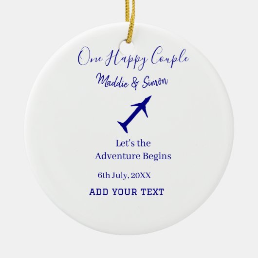 ハッピーカップルの冒険が始ま結婚る セラミックオーナメント (正面)