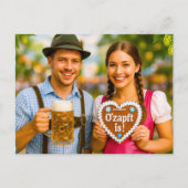 ハッピーカップルオクトーバーフェストお祝い シーズンポストカード (正面)